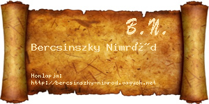 Bercsinszky Nimród névjegykártya